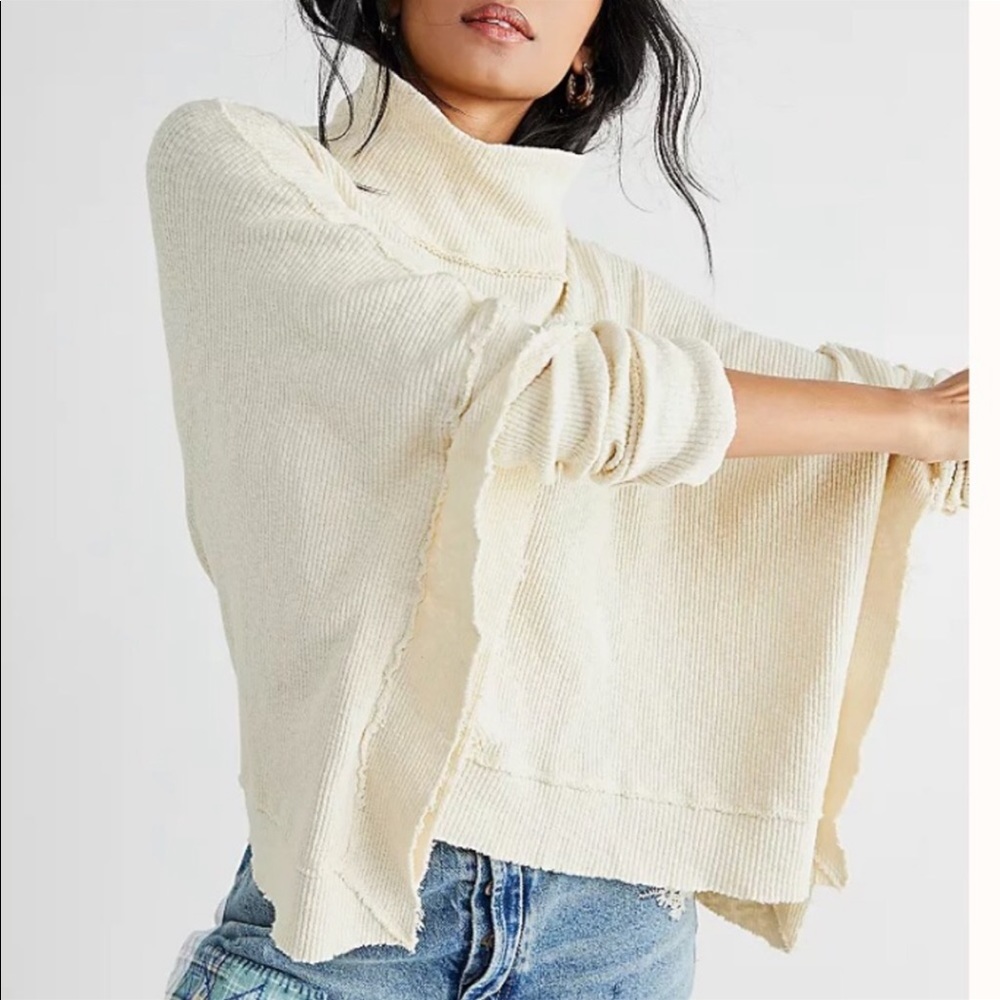 Free People Cream Turtleneck Sweater